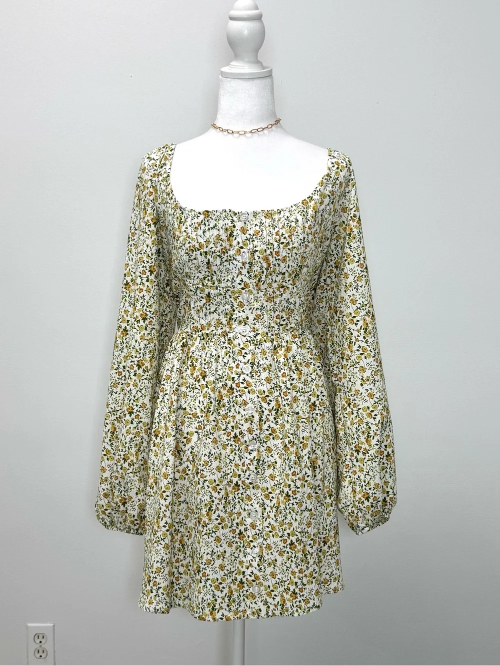 Anthropologie Coquette Cottagecore Floral Corset Mini Dress NWT L Flowy - Picture 7 of 13